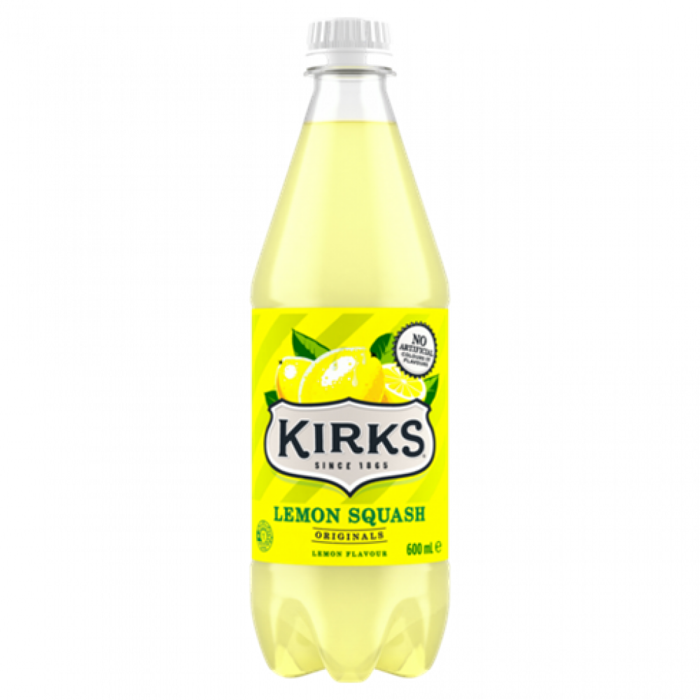 Kirks Lemon Squash Soft Drink Bottle 600mL